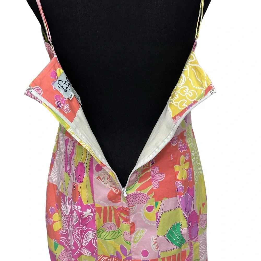 VTG Lilly Pulitzer Dress Chef's Blend Patchwork Size 10P Spaghetti Straps READ - Picture 4 of 7